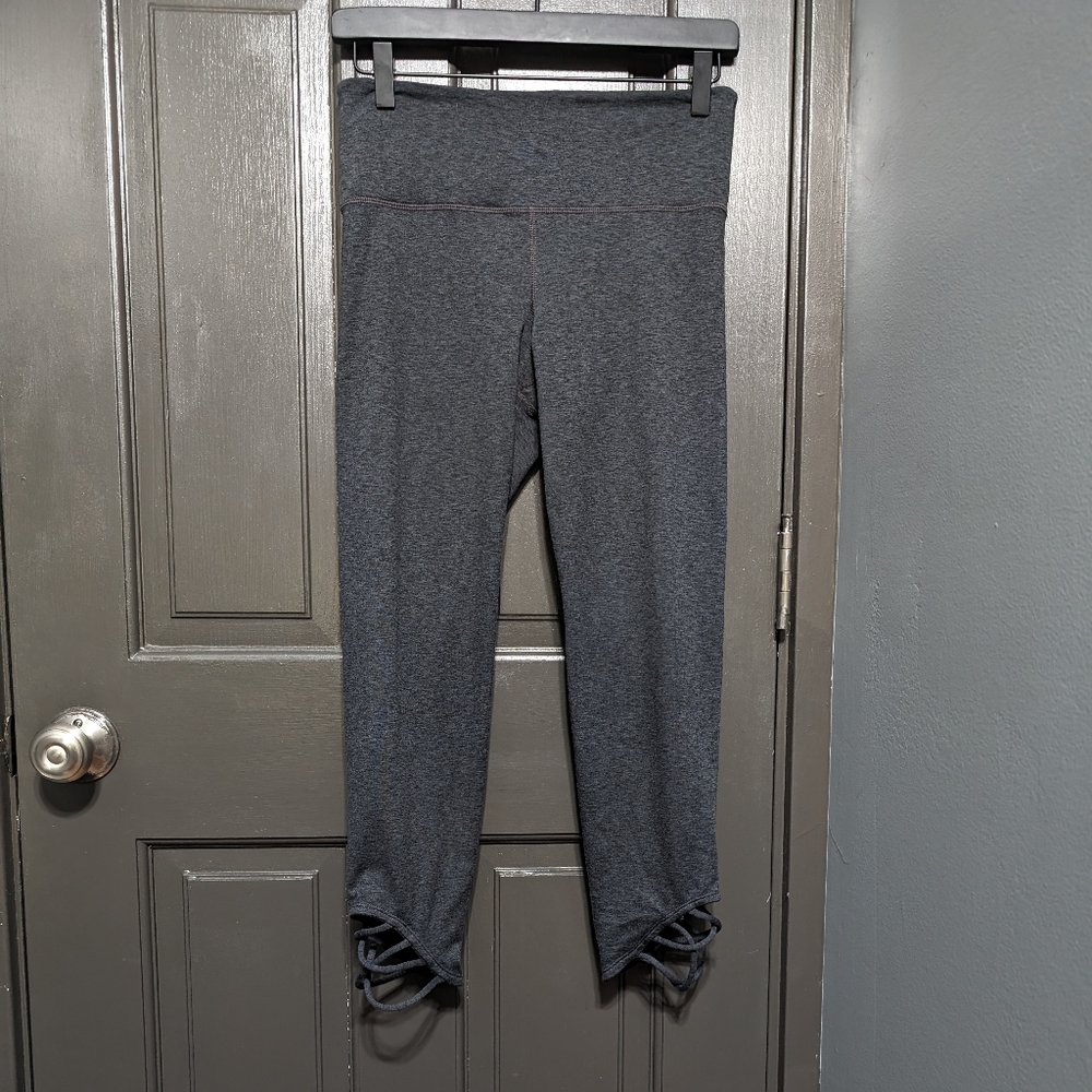 Joy Lab Dark Grey Capri Leggings Crisscross Strappy Ankles